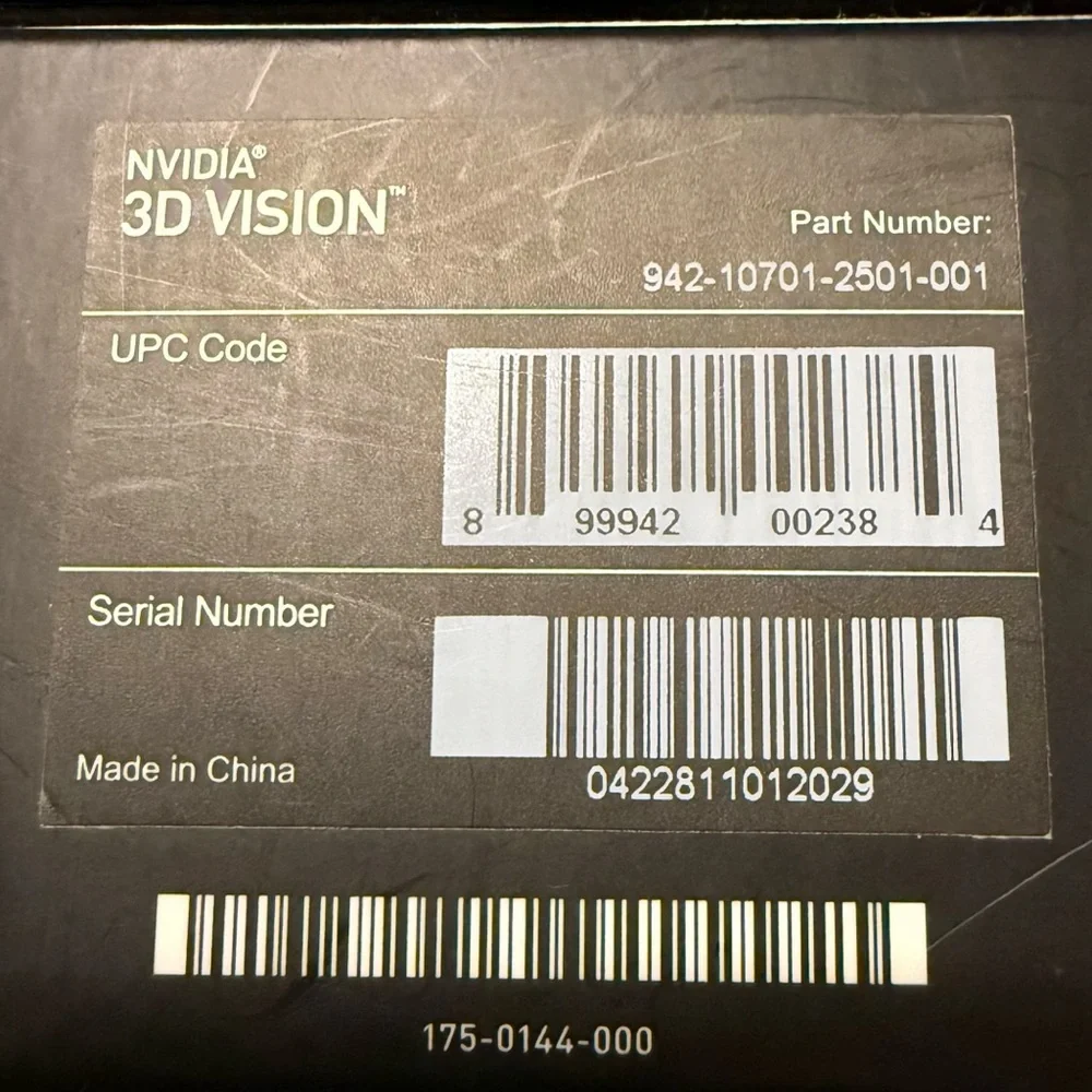 NVIDIA 3D Vision Wireless Glasses Model P854 Box Bag Cloth USB Cable NOB